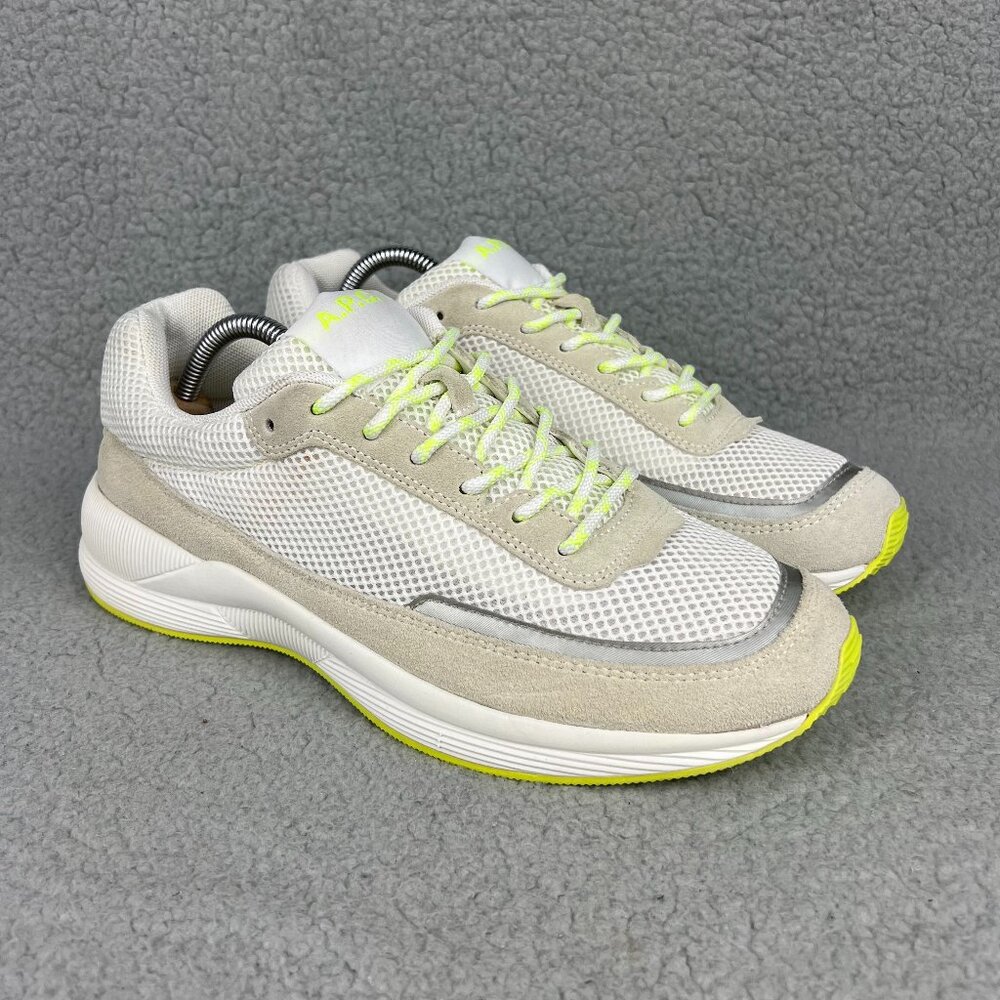 A.P.C. Running Homme Men 10 EU 43 Shoe White Beige Neon Run Around Sneaker APC 2